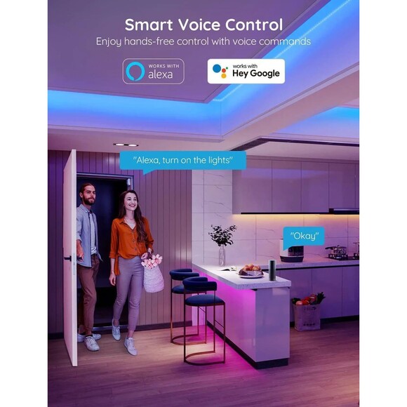 Govee Smart WiFi LED Strip Lights 50ft RGB Lighting Alexa Google Color Chng - Picture 5 of 11